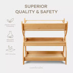 Table à langer Comfy Cubs pour bébé - construction robuste en bois, style intemporel avec deux étagères ouvertes pour les essentiels de bébé