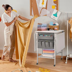 Table de bricolage réglable en hauteur avec étagères de rangement, table de découpe pliante mobile pour bureau à domicile, salle de couture ou atelier créatif