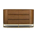 Modern 6-Drawer Dresser with Live Edge Design, Metal Base & Durable Mixed Wood Construction