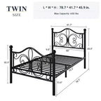 Kids Metal Bed Frame with Butterfly Headboard and Footboard, No Box Spring Needed