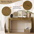Merax Modern Oval-Top Console Table with Fluted Curved Legs & Dual Hidden Drawers