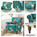 Fauteuil traditionnel Araceli en bois, rembourré à motif floral, avec dossier à oreilles et bordure cloutée| ART OF LIVING DESIGNS