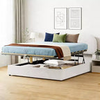 Lit rembourré queen size avec rangement relevable - blanc