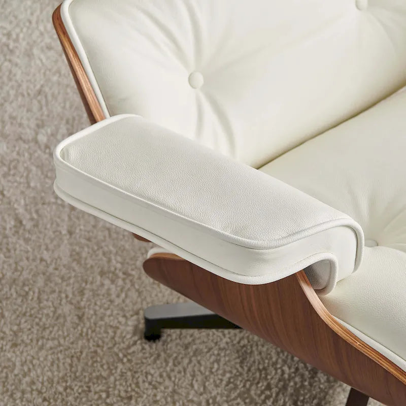 Leren loungefauteuil in mid-century-modern stijl, relaxfauteuil
