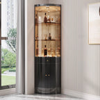 Eckschrank zur Aufbewahrung und Präsentation mit mehreren Ebenen aus Glas und Metall, Weinschrank