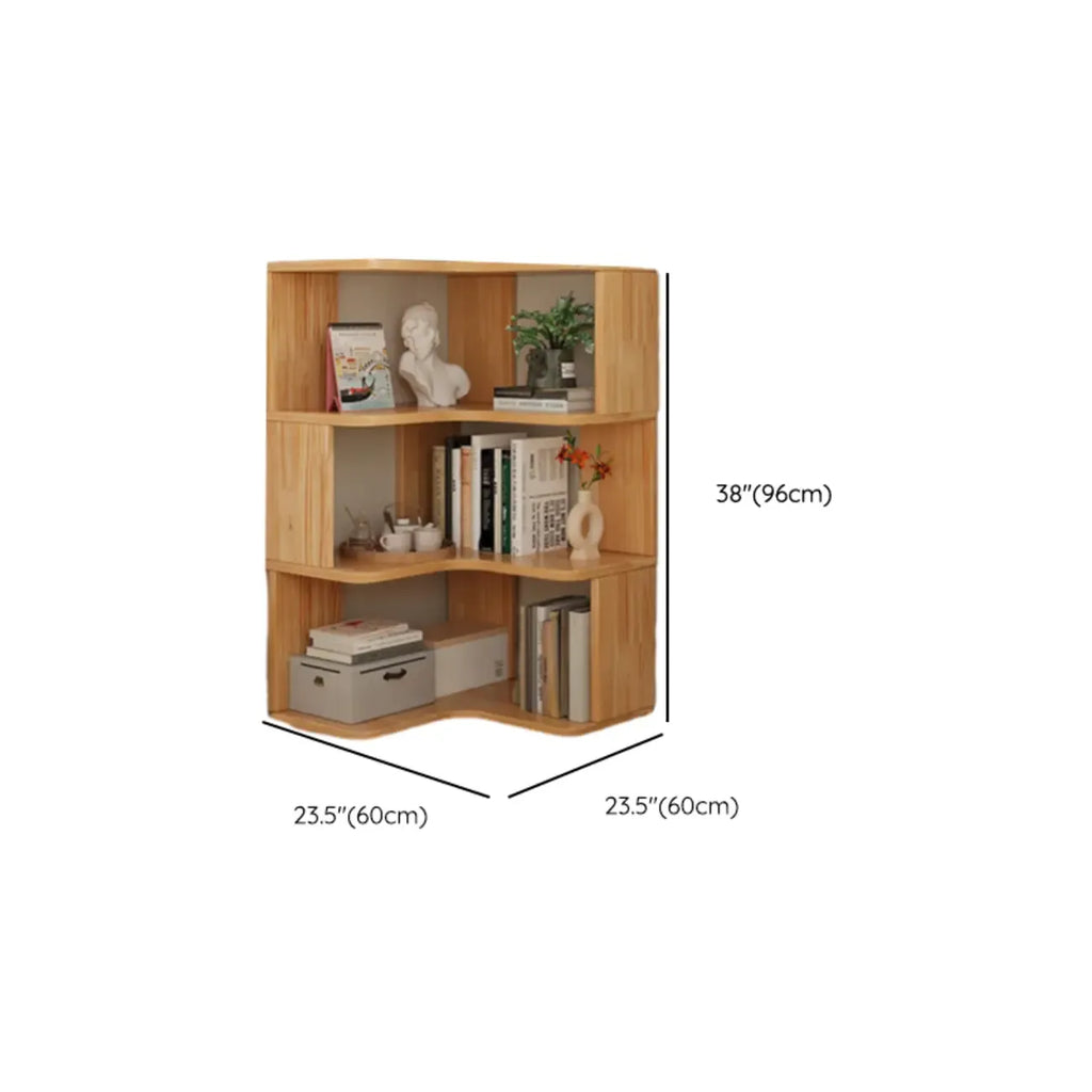 Boekenkast van hout met natuurlijke afwerking, L-vormig, verticaal en met open achterzijde