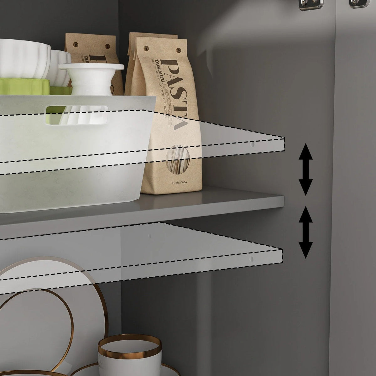 59,1-inch wit buffetdressoir, modern uit het midden van de eeuw, eigentijds, gelakt