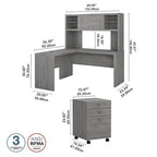 Echo L-förmiger Schreibtisch mit Aufsatz und Schubladen