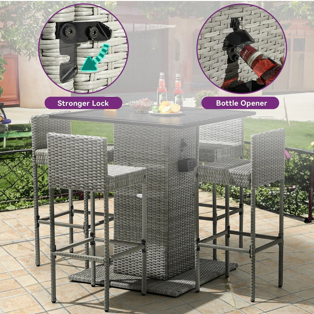 Ensemble de bar Moasis en résine tressée pour extérieur, 5 pièces – 5 pièces
