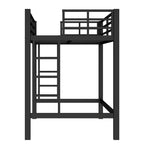 Metal Loft Bed, Space-Saving Loft Bed Frame with Dual Ladders & Guardrails, Black - ModernLuxe