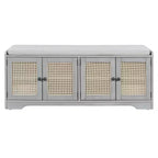 Banc de rangement rustique en bois Whisen, banc à chaussures pour entrée avec coussin amovible et étagères réglables
