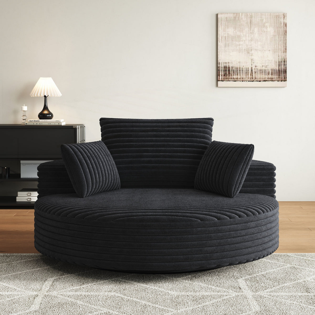 Corduroy Chenille Foam Single Swivel Chair