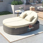 Outdoor-Sonnenliege für die Terrasse, 2-Personen-Tagesbett mit Polstern und Kissen