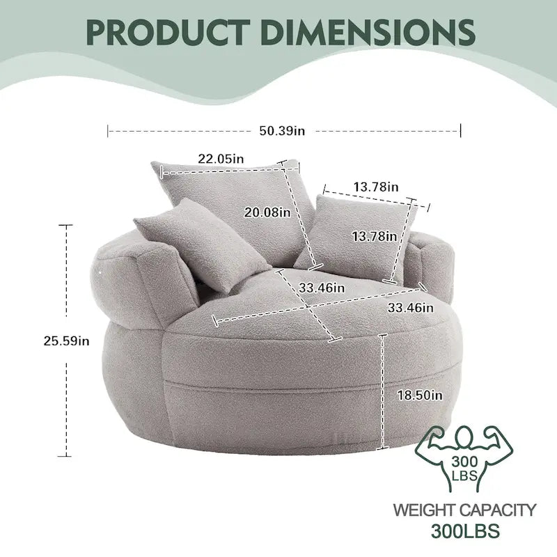 Round Lazy Sofa Chair ?C White/Blue/Grey/Yellow/Orange/Rose Red/Navy/Green, Single & Couple Seat