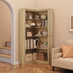 Black/White/Wood/Retro, L-Shaped Corner Bookshelf, 5-Tier, Single