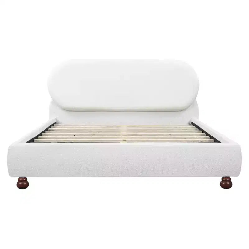 Christopher Knight Home Matteo modern bed van rubberhout met bouclébekleding