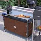 Grillwagen für den Außenbereich mit Tischplatte aus Edelstahl (Hocker nicht enthalten)