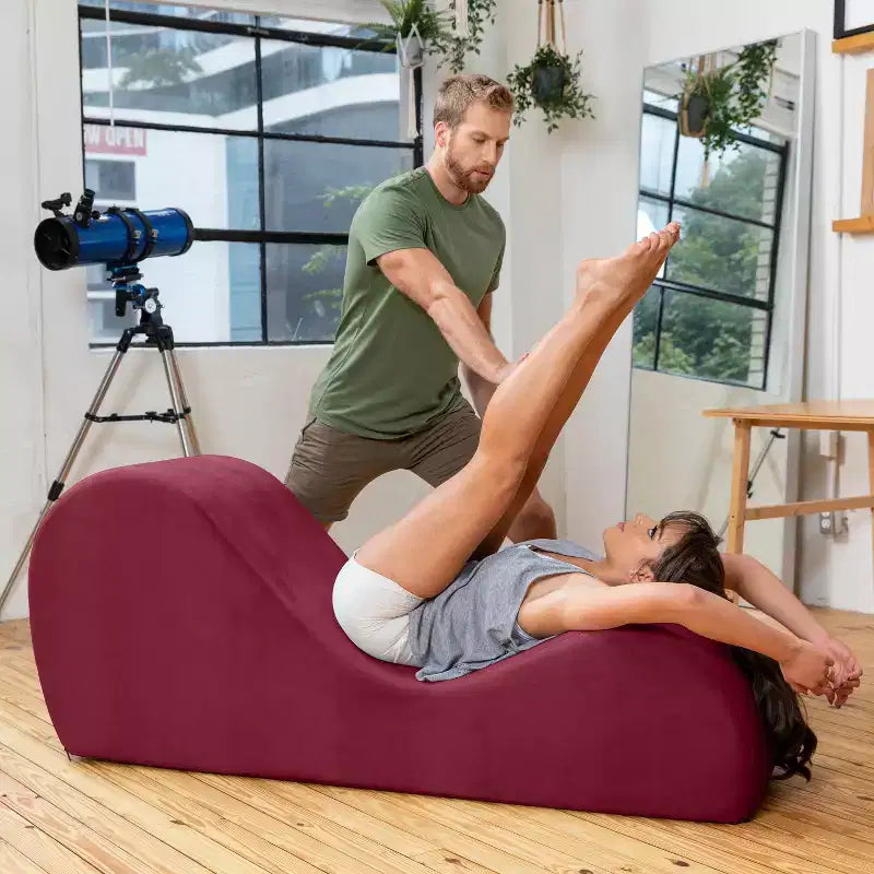 Avana elegante chaise longue voor yoga - Gemaakt in de VS - Ideaal voor stretchen, ontspanning, sporten en meer, 60D x 18W x 26H inch, lichtgrijs