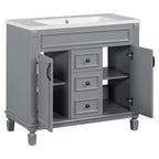 Meuble-lavabo moderne de salle de bains de 36 po avec vasque sur plan, armoire à miroir, 2 portes et 2 tiroirs
