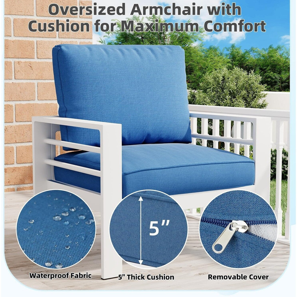 AECOJOY 7-teiliges Aluminiummöbel-Set für die Terrasse, Outdoor-Sitzgruppe