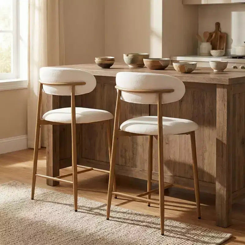 Barhocker in Thekenhöhe mit gepolsterter Sitzfläche und Metallbeinen, 26,3, moderner Kücheninselsitz