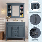 Meuble-lavabo moderne de salle de bains de 36 po avec vasque sur plan, armoire à miroir, 2 portes et 2 tiroirs