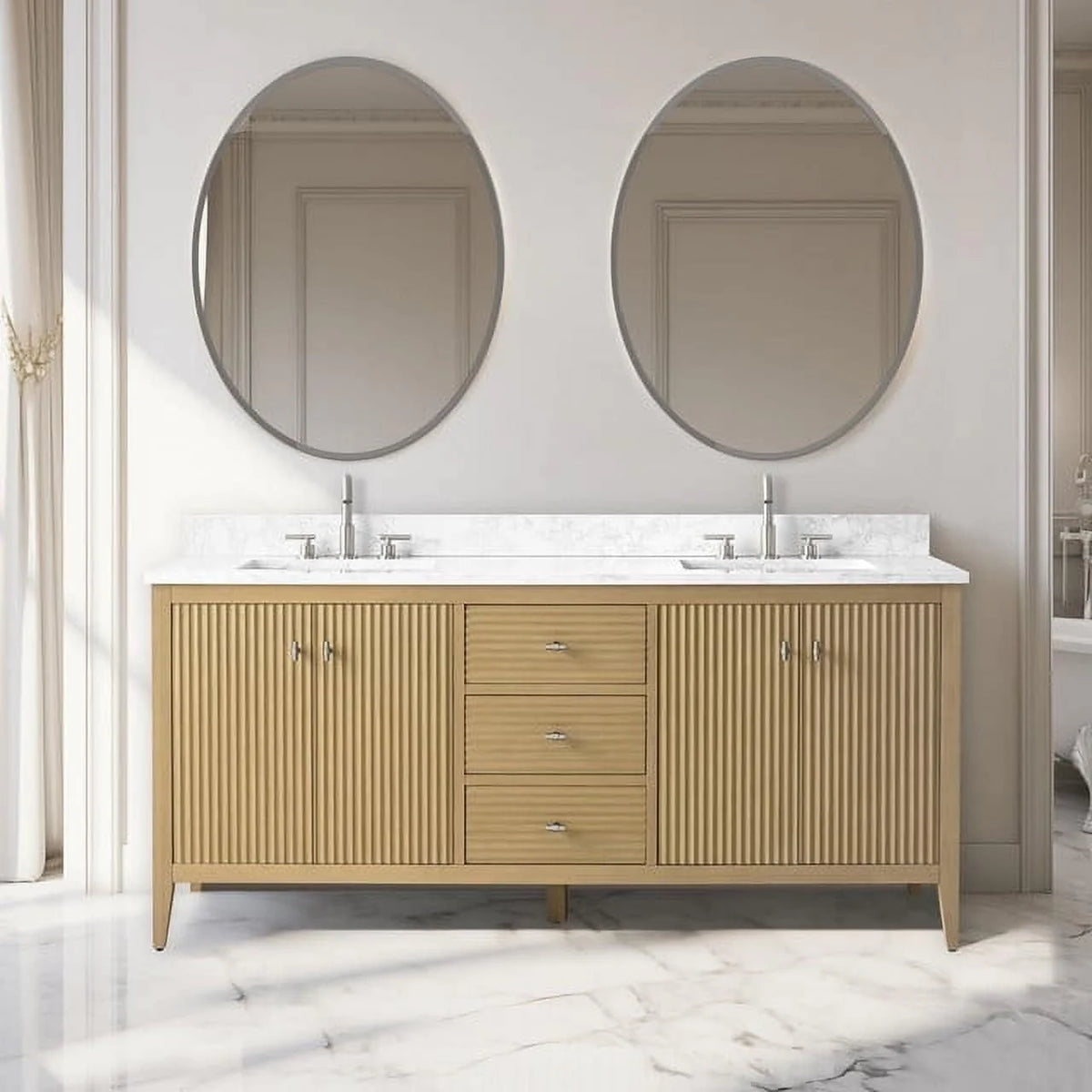 Vanity Art 72 Badezimmer-Waschtischunterschrank mit Doppelwaschbecken und Oberfläche aus Kunstmarmor