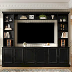 4-Piece Entertainment Center Wall Unit Set with Bridge for TVs Up to 70 , TV Stand W/Adjustable Shelves, Large Media Console