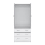 Moderner zweitüriger Kleiderschrank mit 3 Schubladen und 1 Kleiderstange fürs Schlafzimmer