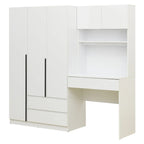 3-in-1 Wardrobe Closet with Vanity Desk, Desk Set, Bedroom Armoire with 2 Drawers 3-Door Storage Desk Wardrobe