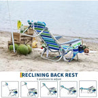 Acekool 2er-Set leichter Rucksack-Strandstühle, 5-fach verstellbare, flach zusammenklappbare Stühle für Erwachsene mit Trägern, Getränkehalter und Handtuchstange, belastbar bis 300 lbs