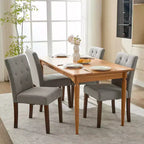 Parsons Button Tufted Dining Chairs Set of 6 / 4 - Upholstered Fabric Kitchen Chairs with Wood Legs & Padded Seats - Living Room Kitchen Furniture