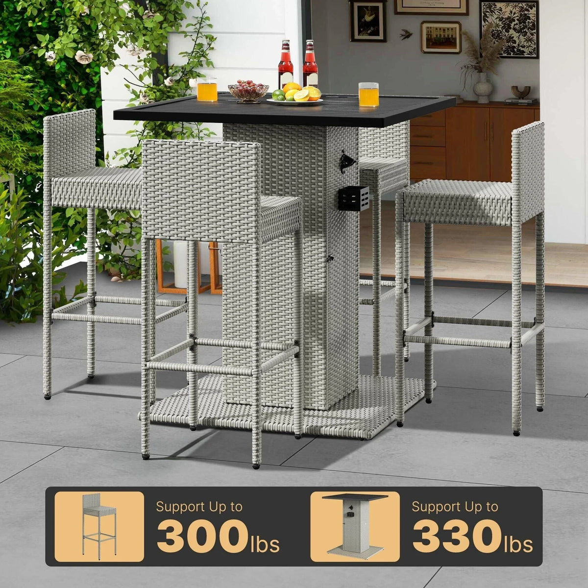 Ensemble de bar Moasis en résine tressée pour extérieur, 5 pièces – 5 pièces