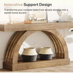 Lantine 63-Inch Entryway Table, 2-Tier Sofa Table Behind The Couch, Farmhouse Narrow Unique Arched Console for Hallway, Living Room, Foyer,Natural