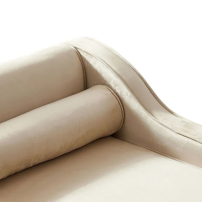 Fauteuil méridienne élégant français en velours avec revêtement rembourré et rangement, avec coussin