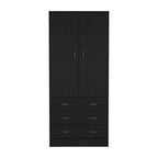 Moderner zweitüriger Kleiderschrank mit 3 Schubladen und 1 Kleiderstange fürs Schlafzimmer