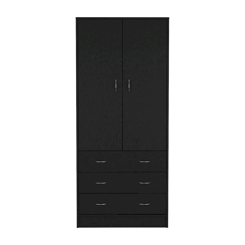 Moderner zweitüriger Kleiderschrank mit 3 Schubladen und 1 Kleiderstange fürs Schlafzimmer