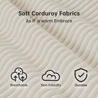 Beige 87 Corduroy Couch with 2 Pillows, Sailboat-Shape Deep Seat Sofa for Living Room, Small Space, Office, Apartment-Morden Fort