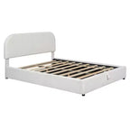 Lit rembourré queen size avec rangement relevable - blanc