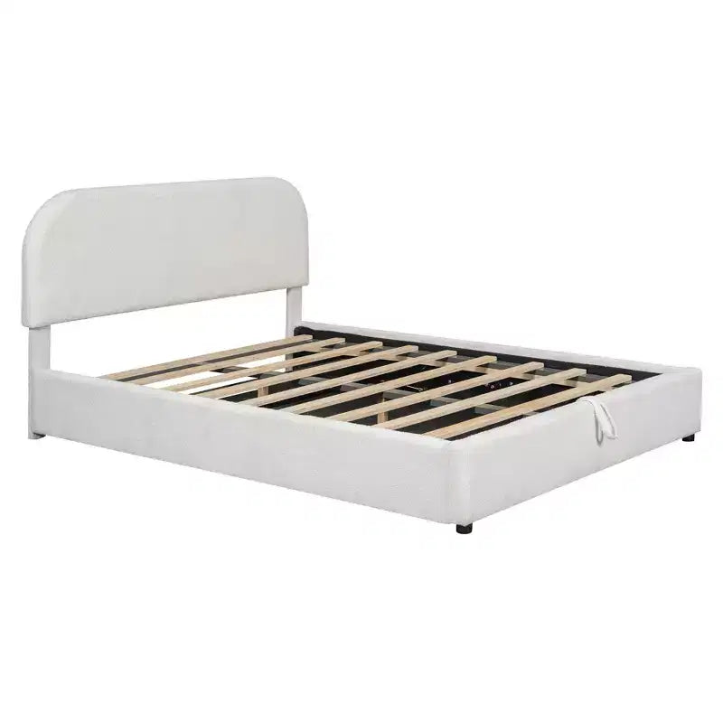 Lit rembourré queen size avec rangement relevable - blanc