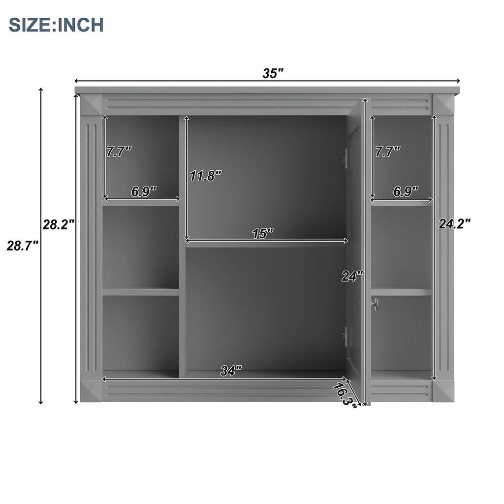 Meuble-lavabo moderne de salle de bains de 36 po avec vasque sur plan, armoire à miroir, 2 portes et 2 tiroirs