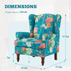 Erommy moderne accentstoel, fauteuil met hoge rugleuning, gestoffeerde stoffen fauteuil met knopen en houten poten voor de woonkamer