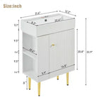 Meuble-lavabo de salle de bains blanc de 21,6, ensemble meuble, meuble de rangement de salle de bains, lavabo simple en céramique, rangement à gauche