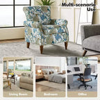 Fauteuil traditionnel Araceli en bois, rembourré à motif floral, avec dossier à oreilles et bordure cloutée| ART OF LIVING DESIGNS