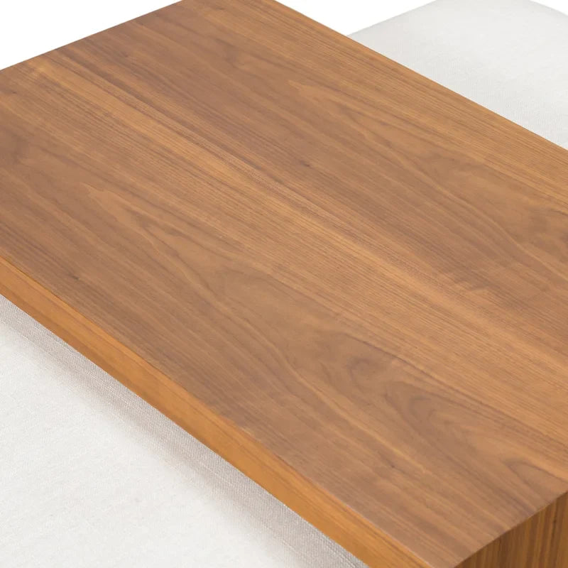 Pouf Poly & Bark Jarmo avec table en noyer réglable – véritable cuir italien pleine fleur
