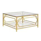 Quadratischer Couchtisch von Merax mit schwarzer oder transparenter Glasplatte und zweistöckigem Ablagefach