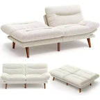 66-inch corduroy sofa bed with adjustable backrest and armrests, suitable for small spaces, living rooms, or offices as a futon sofa.