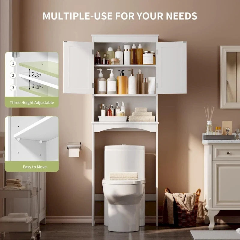 Armoire de rangement pour salle de bains, meuble de rangement pour toilettes, étagère de salle de bains au-dessus des toilettes, toilettes gain de place