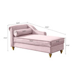 Fauteuil méridienne élégant français en velours avec revêtement rembourré et rangement, avec coussin
