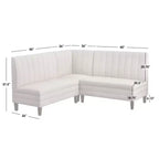 Lifestorey 4pc Kerrington Channel Back Banquette Dining Set Walnut/Cream: Linen-Look Fabric, Pedestal Table